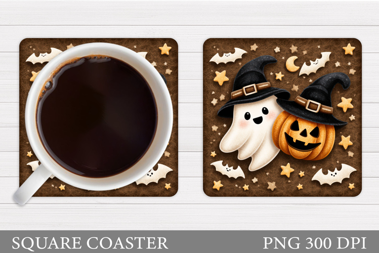 Halloween Pumpkin Coaster. Halloween Ghost Coaster Design
