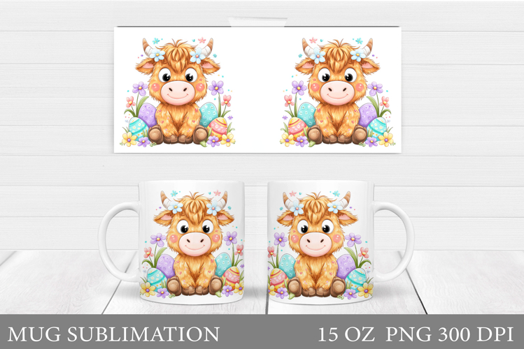 Easter Cow Mug Sublimation. Easter Mug Design