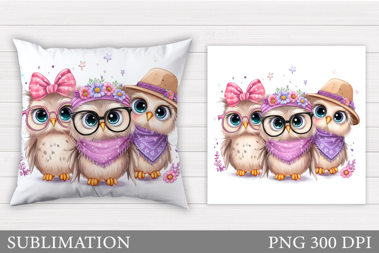 Cute Owls Pillow Design. Cute Owls Sublimation