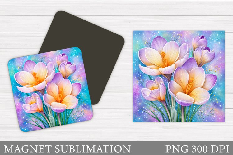 Crocus Magnet Design. Spring Flowers Magnet Sublimation