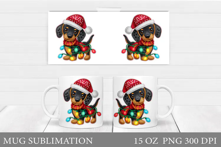 Christmas Dog Mug Design. Christmas Mug Sublimation
