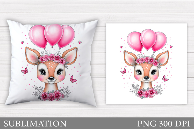 Cute Deer Pillow Sublimation. Valentine Deer Sublimation