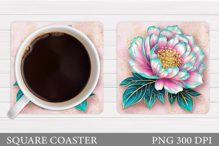 Flowers Coaster Design. Floral Coaster Sublimation