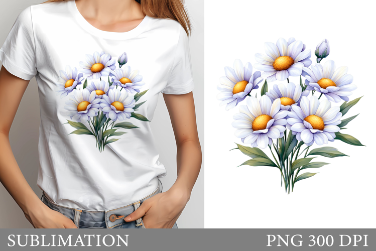 Daisy Flowers Sublimation. Flowers T-Shirt Sublimation