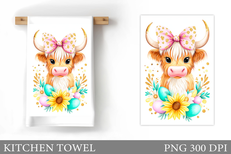 Easter Cow Kitchen Towel. Easter Kitchen Towel Sublimation