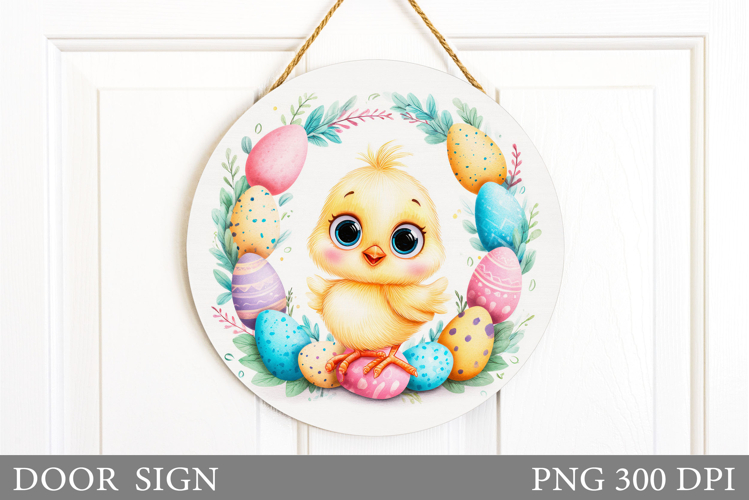 Easter Chick Door Sign Design. Easter Door Sign Sublimation example image 1