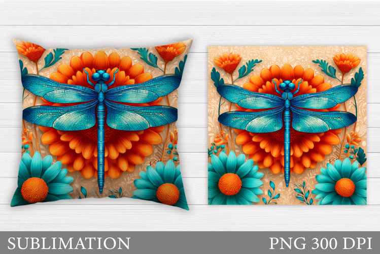 Dragonfly Pillow Design. Dragonfly Sublimation example image 1