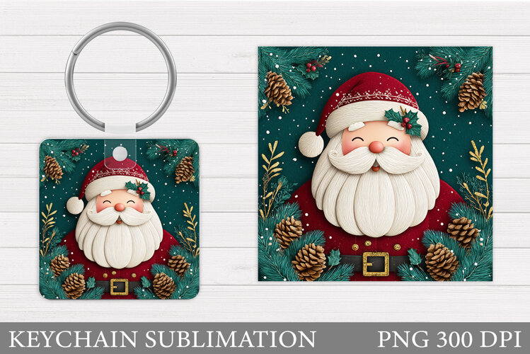Santa Claus Keychain Design. Christmas Keychain Sublimation example image 1