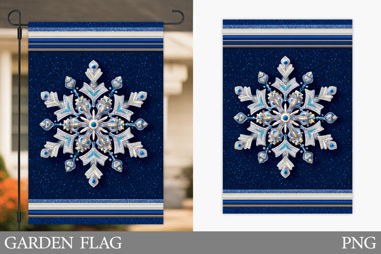 Snowflake Garden Flag. Christmas Garden Flag Design example image 1