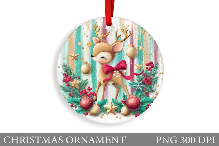 Cute Deer Christmas Ornament. Christmas Deer Ornament Design example image 1