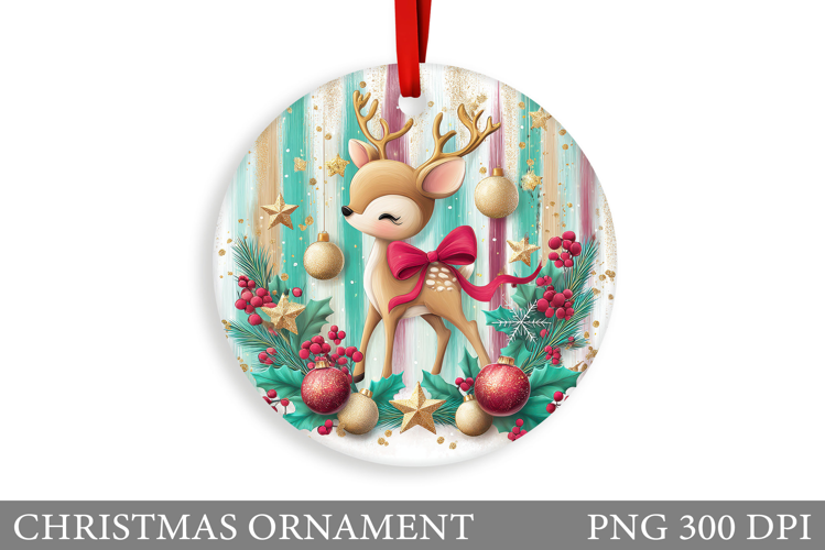 Cute Deer Christmas Ornament. Christmas Deer Ornament Design