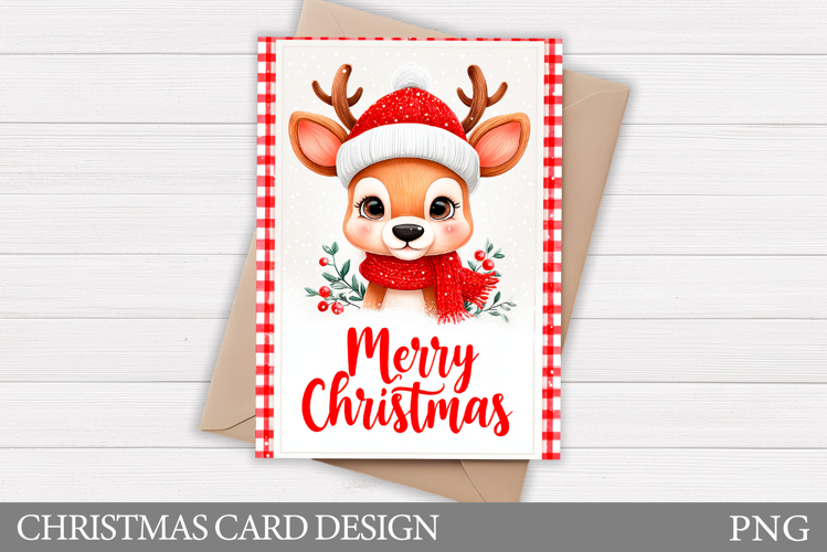 Christmas Deer Card Printable. Christmas Card Design
