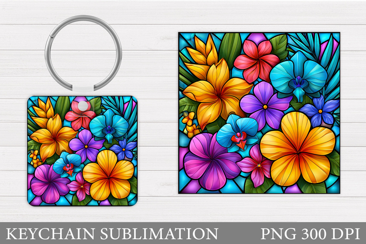 Flowers Keychain Design. Floral Keychain Sublimation