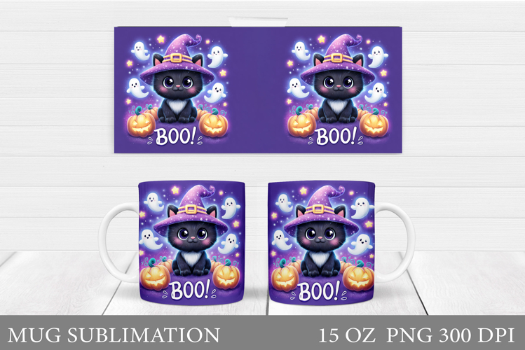 Halloween Cat Mug Design. Halloween Mug Sublimation