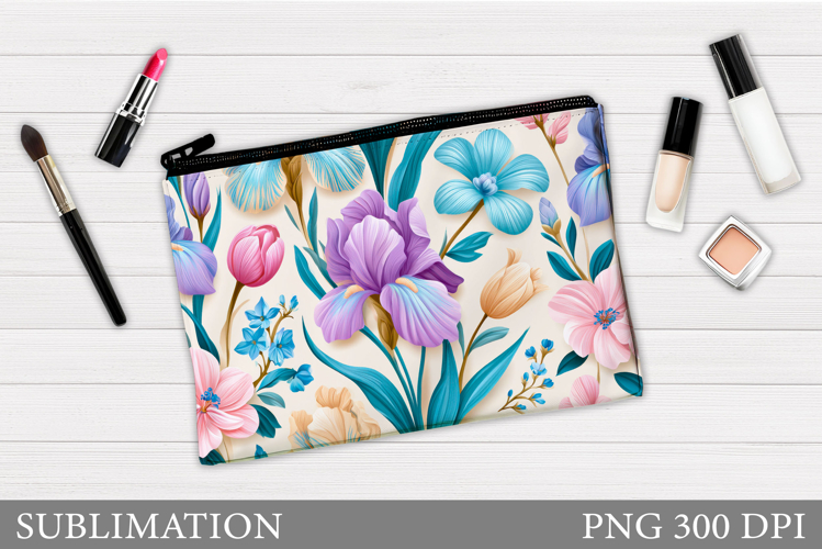 Flowers Makeup Bag Design. Floral Cosmetics Bag Sublimation