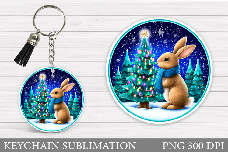 Christmas Bunny Keychain. Christmas Keychain Design
