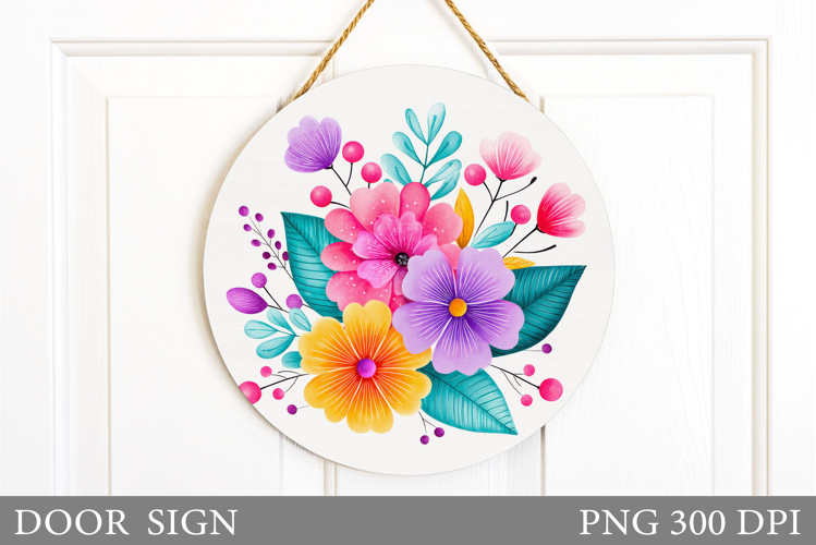 Floral Door Sign Sublimation. Flowers Door Sign Design