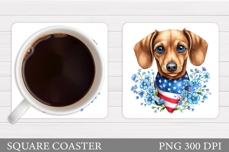 Patriotic Dog Coaster Design. Patriotic Coaster Sublimation