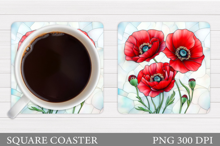 Flowers Coaster Sublimation. Floral Coaster Design