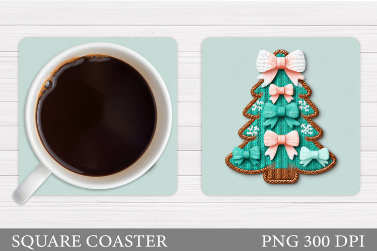 Crochet Christmas Tree Coaster. Christmas Coaster Design