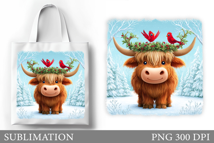 Highland Cow Tote Bag. Christmas Tote Bag Sublimation