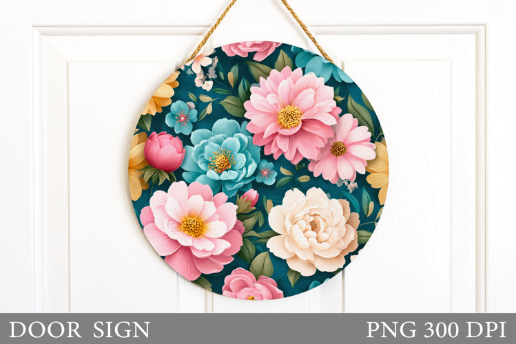 Flowers Door Sign Design. Floral Door Sign Sublimation