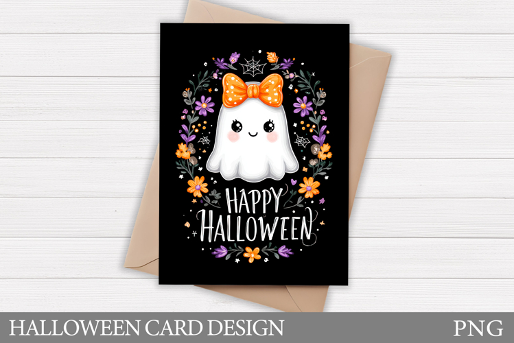 Cute Halloween Card Design. Halloween Ghost Card Printable