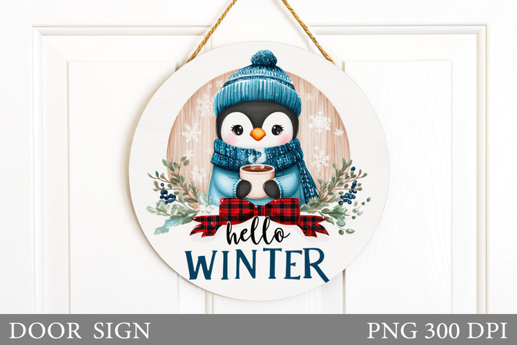 Christmas Penguin Door Sign. Christmas Door Sign Design