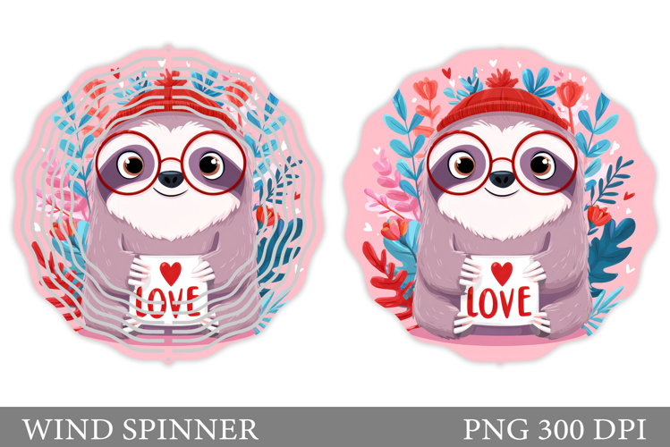 Valentines Sloth Wind Spinner. Valentines Wind Spinner