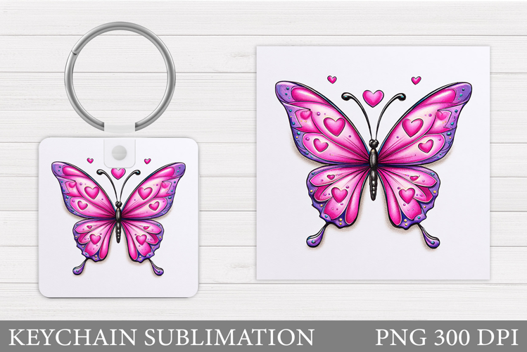Butterfly Keychain Design. Butterfly Square Keychain