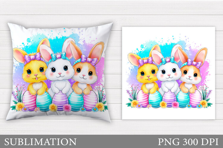 Easter Bunny Sublimation. Easter Bunny Pillow Design example image 1