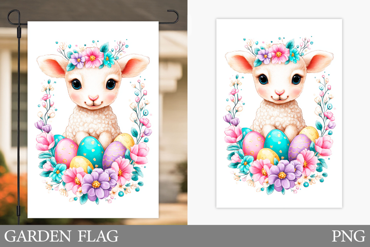 Easter Lamb Garden Flag. Easter Garden Flag Design