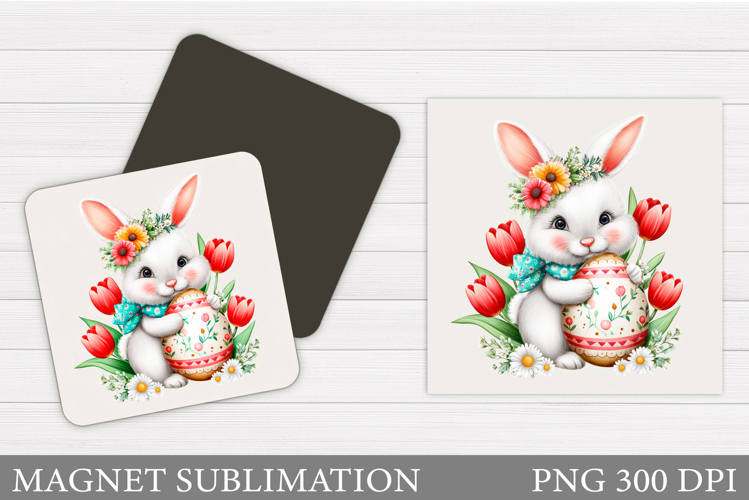 Happy Easter Magnet Design. Easter Bunny Magnet Sublimation