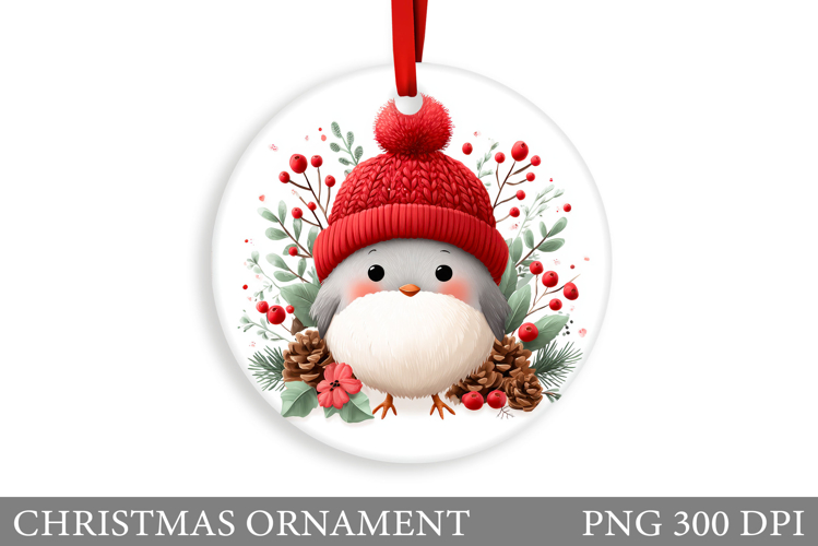 Cute Bird Christmas Ornament. Christmas Sublimation