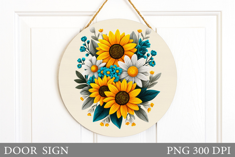 Flowers Door Sign Design. Floral Door Sign Sublimation