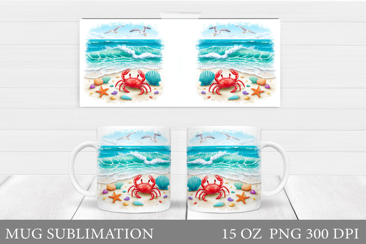 Sea Mug Wrap Design. Sea Sublimation