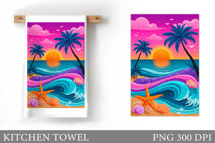 Sea Kitchen Towel Design. Summer Kitchen Towel Sublimation