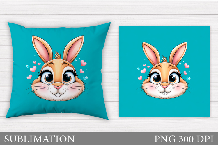 Cute Bunny Pillow Design. Cute Bunny Sublimation