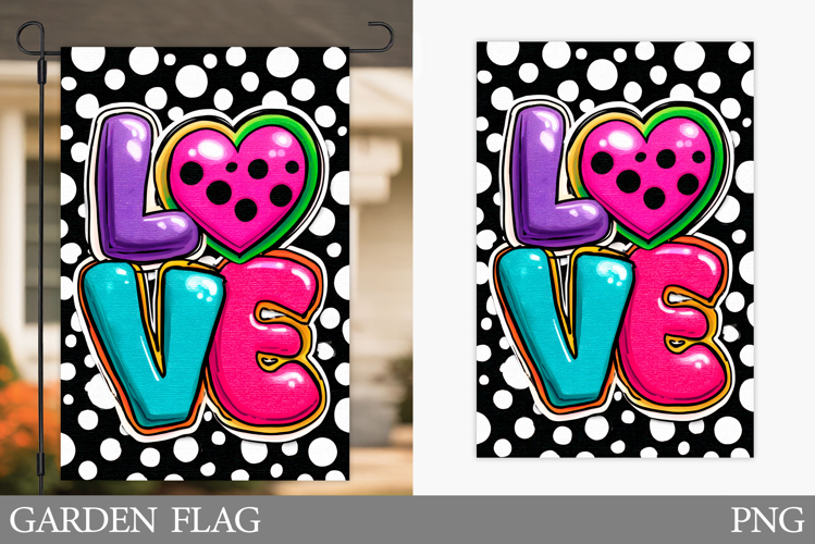 Valentine Garden Flag Design. Love Garden Flag Sublimation