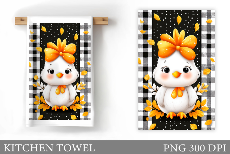 Fall Chicken Kitchen Towel. Fall Kitchen Towel Sublimation
