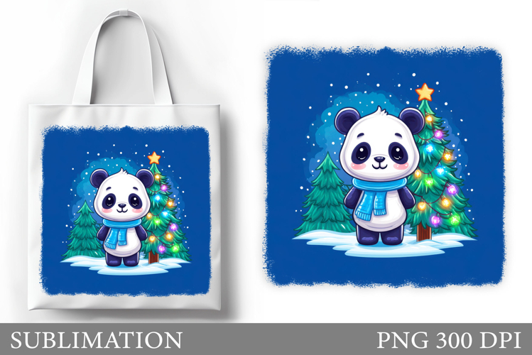 Christmas Panda Tote Bag. Christmas Tote Bag Sublimation