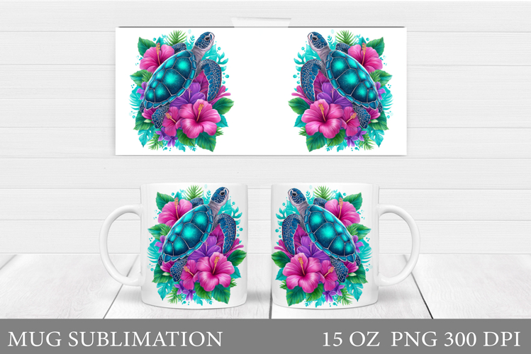 Sea Turtle Mug Sublimation. Sea Turtle Mug Wrap Design