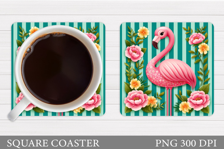 Flamingo Coaster Design. Summer Coaster Sublimation