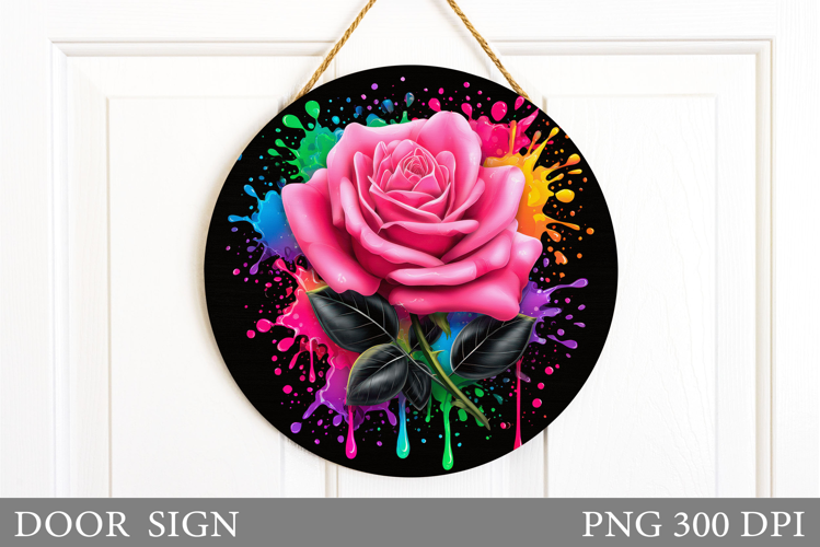 Roses Door Sign Sublimation. Flowers Door Sign Design