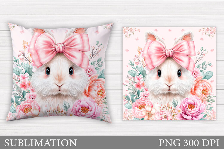 Cute Bunny Pillow Design. Cute Bunny Sublimation example image 1