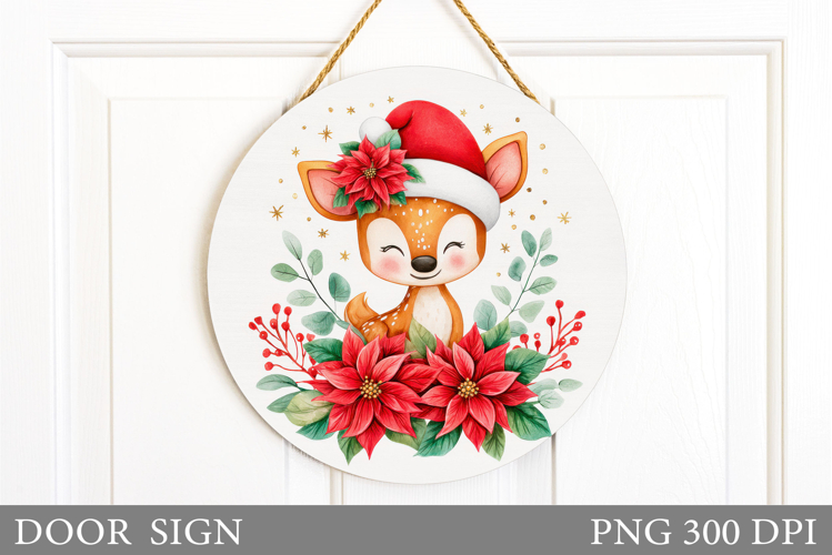 Christmas Deer Door Sign. Christmas Door Sign Sublimation