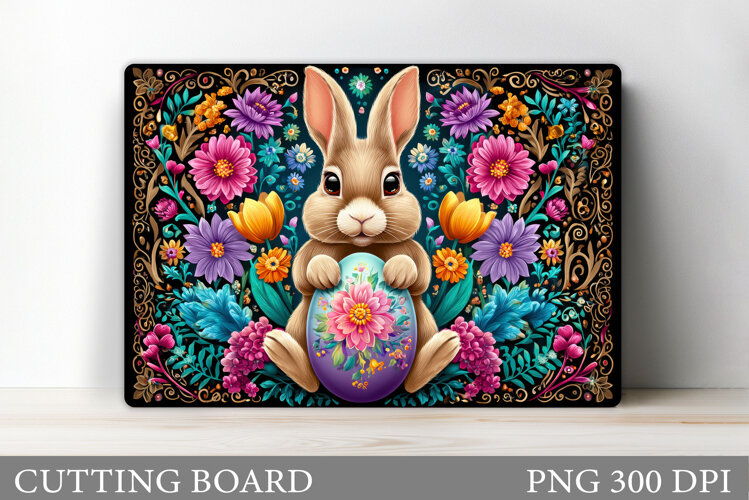 Easter Bunny Cutting Board. Easter Cutting Board Sublimation example image 1