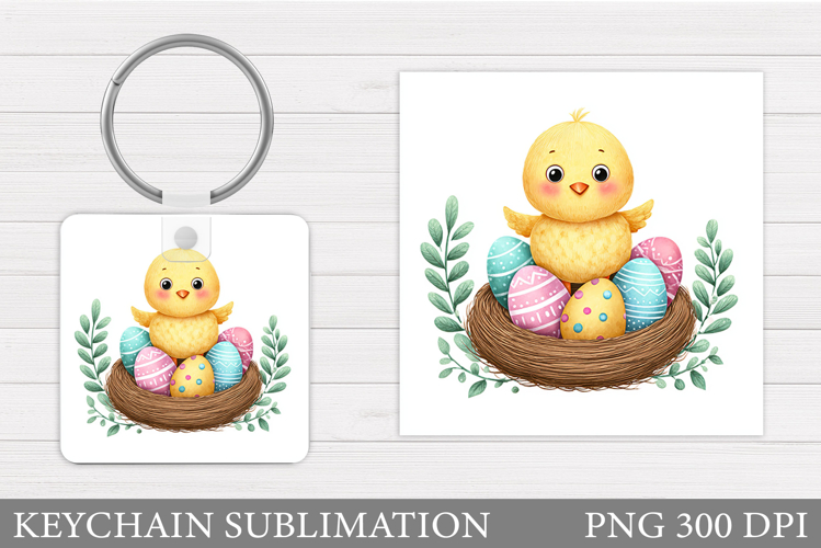 Easter Chick Keychain Design. Easter Keychain Sublimation