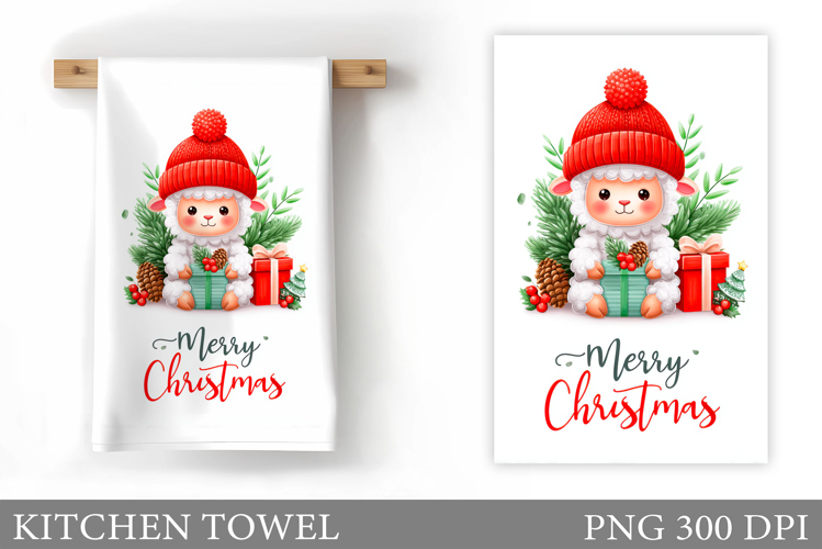 Christmas Lama Kitchen Towel. Christmas Kitchen Towel Design