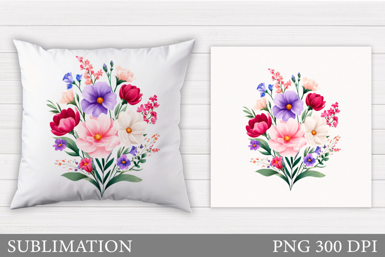 Floral Pillow Design. Flowers Pillow Sublimation